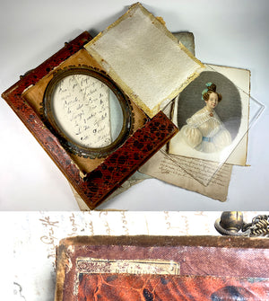 RARE Fine Antique ID'd Portrait Miniature by Listed Artist  Victorine TREVERRET (Quimper 1802-Paris 1875)