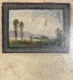 Superb Antique French Miniature Oil Painting, Portrait of Hunter and Dog, Interior, 19th Century