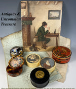 Superb Antique French Miniature Oil Painting, Portrait of Hunter and Dog, Interior, 19th Century