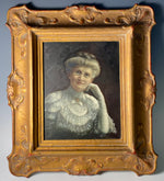 Antique Belle Epoch Oil Painting, c.1910 American ID'd Portrait in Art Nouveau Frame