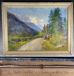 Antique 19th c. Oil Painting in Frame, Valley of Chamonix Mont Blanc, Switzerland, Artist Signed