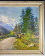 Antique 19th c. Oil Painting in Frame, Valley of Chamonix Mont Blanc, Switzerland, Artist Signed