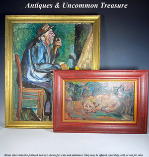 Antique to Vintage French Oil Painting in Expressionist Era Manner, Frame, c.1920-1930