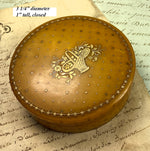 Antique 18th Century Blond Horn Snuff Box, 18k Gold Pique Stars and Florals, Table Snuff