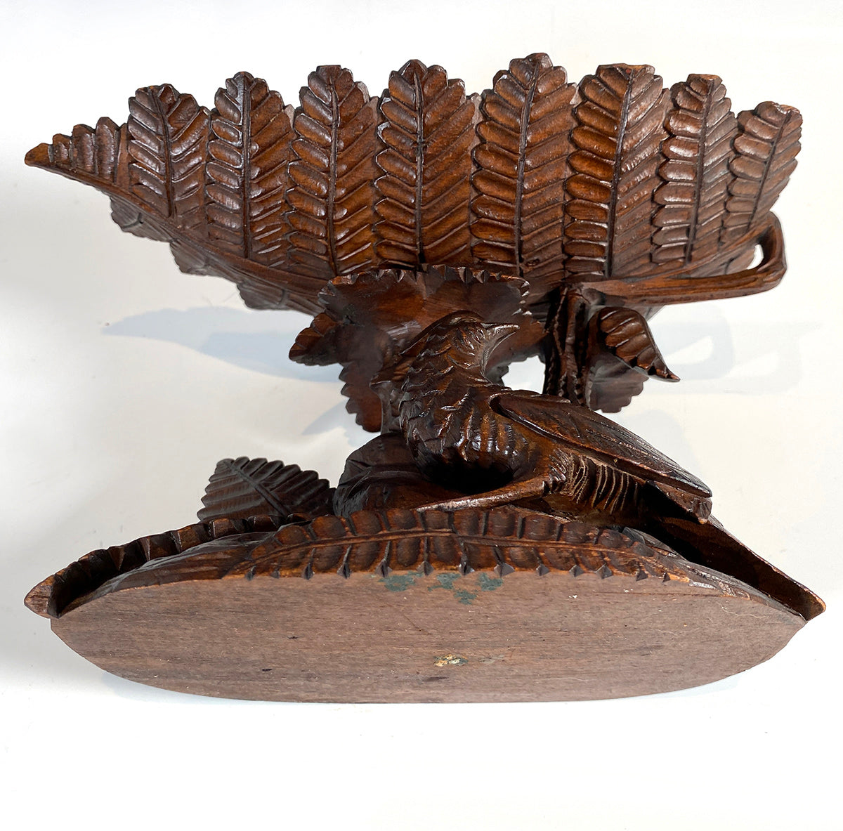 Antique 19th Century Swiss Black Forest Hand Carved Wood Centerpiece, Tazza, Calling Card Tray