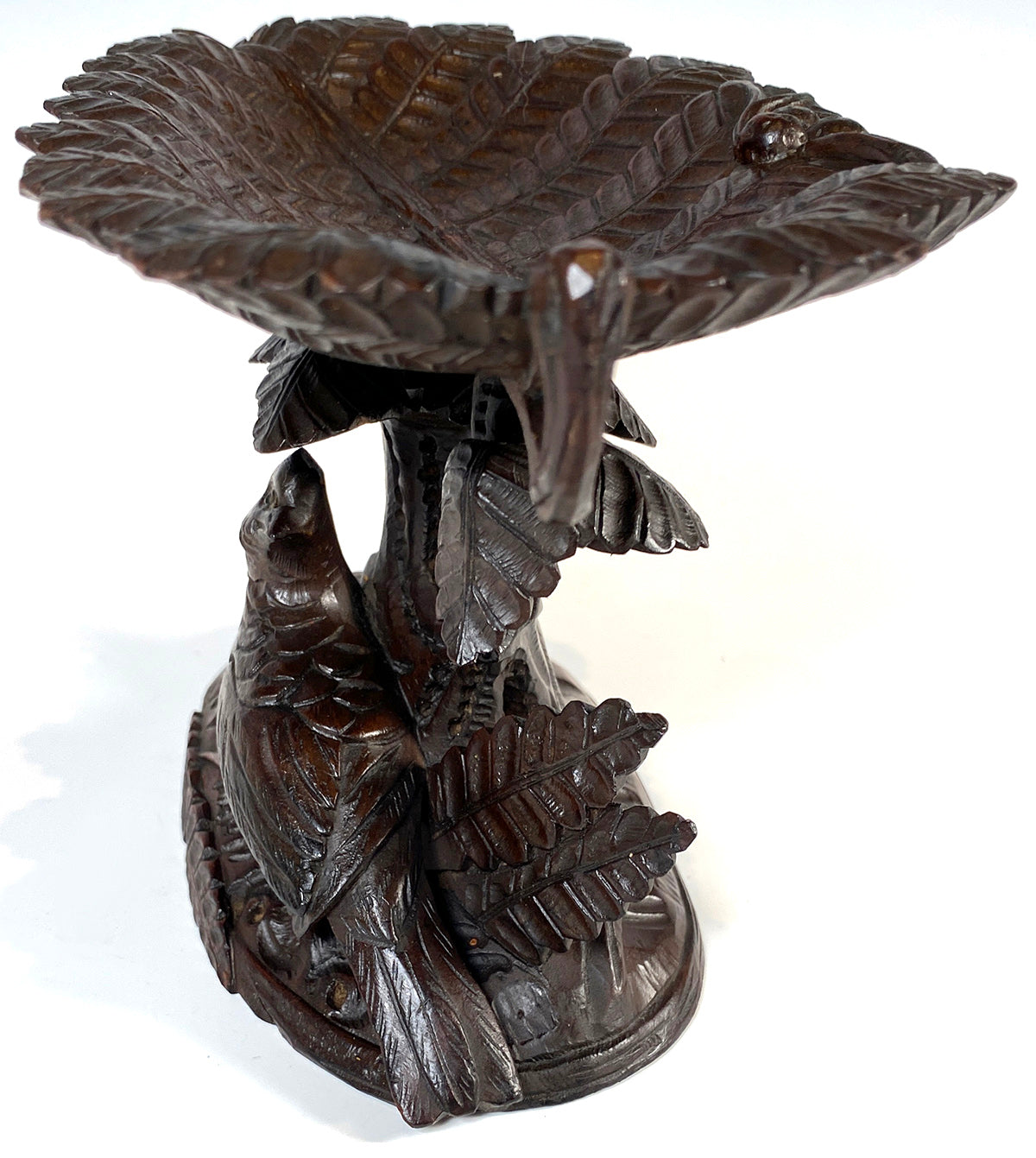 Antique 19th Century Swiss Black Forest Hand Carved Wood Centerpiece, Tazza, Calling Card Tray