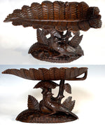 Antique 19th Century Swiss Black Forest Hand Carved Wood Centerpiece, Tazza, Calling Card Tray