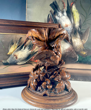 Large Antique 12.25" Tall Swiss Black Forest Tazza, Candle or Centerpiece Stand, Pheasant