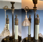 Pair of Vintage Accent Lamps 24" Tall on Tri-lobe Base with 3 Faux Candles, Shades, Keys, Tassels