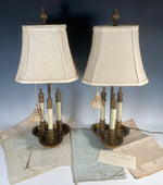 Pair of Vintage Accent Lamps 24" Tall on Tri-lobe Base with 3 Faux Candles, Shades, Keys, Tassels