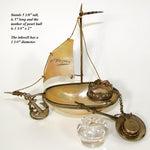 Antique French Grand Tour Style Souvenir Mother of Pearl Sailboat, Inkwell with Sailor's Hat Cap