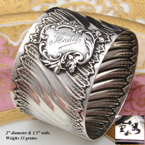 Antique Continental .800 (nearly sterling) Silver Napkin Ring, Rococo Spiral Fluted, "Michel"