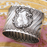 Antique Continental .800 (nearly sterling) Silver Napkin Ring, Rococo Spiral Fluted, "Michel"