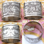 Antique French Sterling Silver Napkin Ring, Empire Style Quiver & Arrows, "LG" Monogram