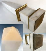 Antique to Vintage White Marble or Alabaster 20.5" Tall Odelisk, Dore Bronze Fittings, Grand Tour Type