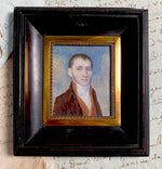 Antique French Portrait Miniature, Handsome Young Blue-eyed Man c.1820-30, Charles X Era