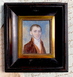 Antique French Portrait Miniature, Handsome Young Blue-eyed Man c.1820-30, Charles X Era