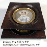 PAIR Antique c.1823 Portrait Miniatures, Man and Wife, Artist Signed "HERMANN, Brussels 1823"