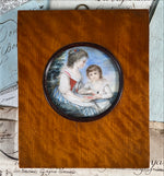 Antique c.1790 French Revolution Portrait Miniature of 2 children, ID'd and History on Back