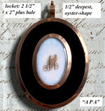 Rare 14k Gold Locket-like Oyster Frame, Pendant, Portrait Miniature of a Gorgeous Blue-eyed Young Boy