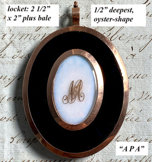 Rare 14k Gold Locket-like Oyster Frame, Pendant, Portrait Miniature of a Gorgeous Blue-eyed Young Boy