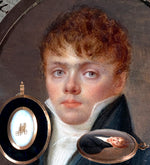 Rare 14k Gold Locket-like Oyster Frame, Pendant, Portrait Miniature of a Gorgeous Blue-eyed Young Boy