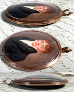 Rare 14k Gold Locket-like Oyster Frame, Pendant, Portrait Miniature of a Gorgeous Blue-eyed Young Boy