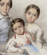Rare c.1843 Masterpiece Portrait Miniature, 6 Children in Frame, by Well-listed Artist, Museum Collections