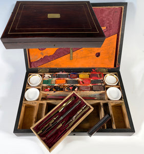 Antique 19th Century French Artist's Watercolor and Drafting Chest, Box, Aquarelle Painter's