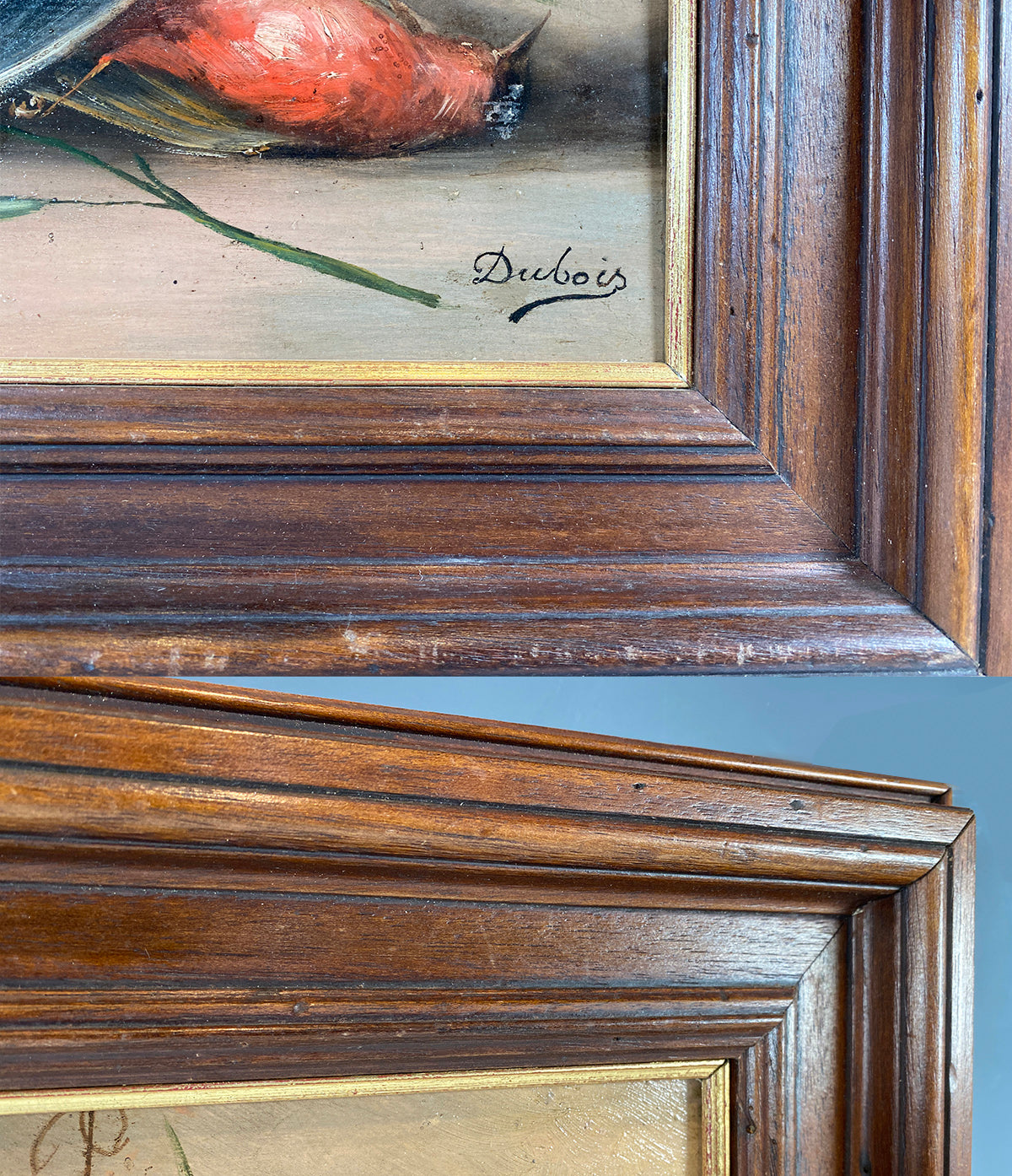 Antique to Vintage French Oil Painting Still Life of Birds "Nature Morte" Theme, Signed by Artist