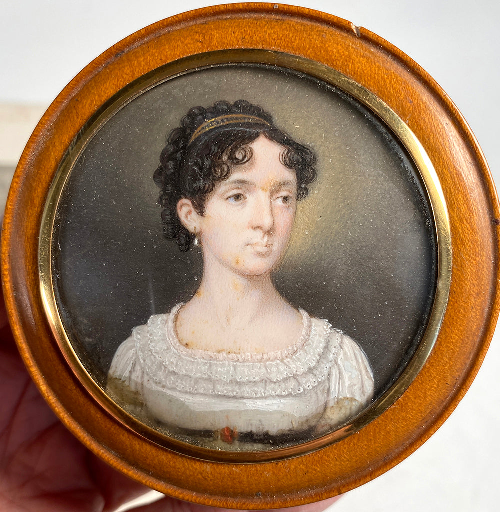 Superb c.1810-15 Napoleon Era French Empire Portrait Miniature Snuff Box, Beauty in Tiara
