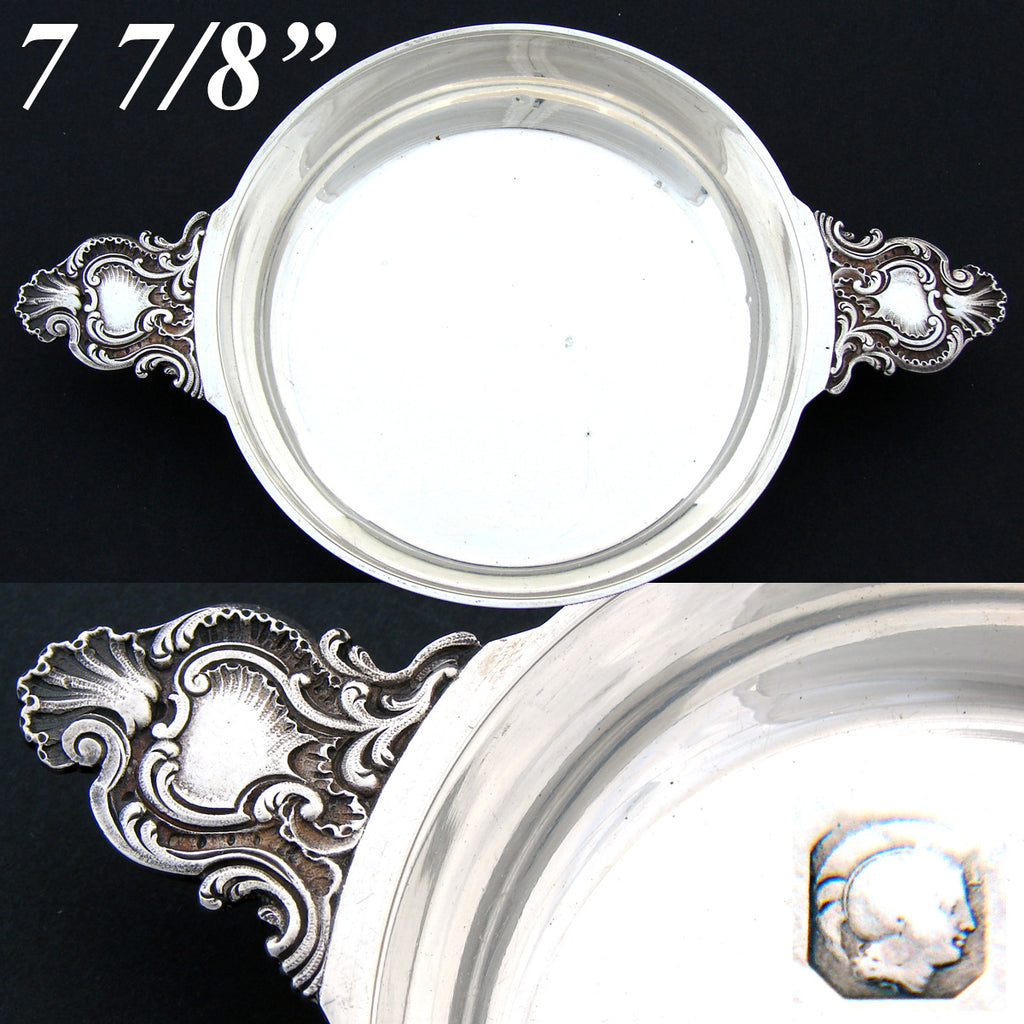 Antique French Sterling Silver 7 7/8" Ecuelle or Legumier, Single Serving Bowl, Rococo Style