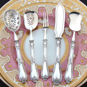Antique French Sterling Silver 5pc Condiment or Hors d'Oeuvres Serving Set, Orig. Box