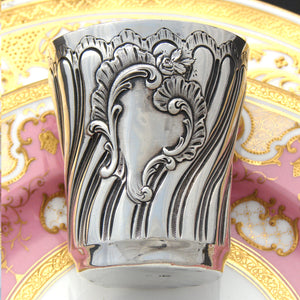 Antique French Sterling Silver Mint Julep or Wine Cup, Tumbler or Timbale, Spiraled Rococo