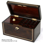 Antique French Napoleon III Era 10" Tobacco & Cigars Box, Casket: Walnut & Brass