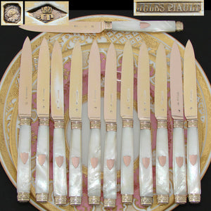 RARE 60pc Set Antique French Vermeil 18k Gold on Sterling Silver Flatware Set, Ornate