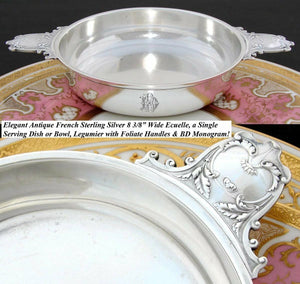 Elegant Antique French Sterling Silver 8 3/8" Wide 'Ecuelle', Serving Dish, Bowl