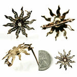 Antique Edwardian 14k Gold Starburst Brooch, Enhancer, Seed Pearls, Mourning
