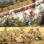 RARE 55.5" Long Antique French Aubusson Tapestry Fragment, Sofa Panel, Figural