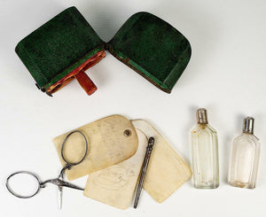 Antique 1700s French Shagreen Etui, Nécessaire, Scent Bottles, Scissors, Stylus