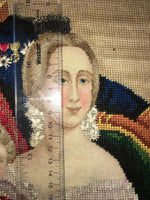 Antique Needlepoint Sampler, Tapestry, French Napoleon III Family, c.1850