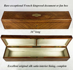 Rare Antique French Kingwood 16" Long Document or Fan Box, Table Coffret, Huge!