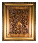Antique French Carved Wood Panel, Frame: Acanthus & Shield Panel, Door, 27"x23"