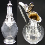 Antique French PUIFORCAT Sterling Silver & Intaglio Glass Claret Jug, Empire