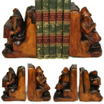 Vintage Black Forest Anri Style Carved Wood Bookends, Musical Figures
