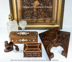Fabulous Antique Hand Carved Black Forest Glove Box, Unique, Monogram A M
