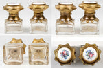 PAIR (2) Antique French Perfume or Scent Bottles, Kiln-fired Enamel Inset Caps