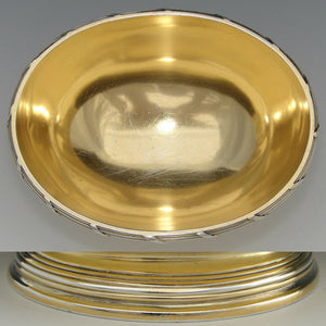 Antique French Vermeil 18k Gold on Sterling Silver 4.5" Bonbon or Caviar Dish