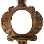 EXQ Antique Victorian Era Carved Walnut 32" Wall Mirror & Shelf, Ornate, Cherub