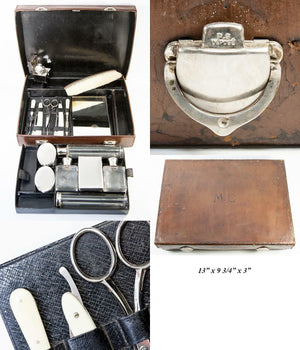 Antique P. SORMANI French Vanity or Travel Set, Luggage, Jars, etc.  c.1890-1910